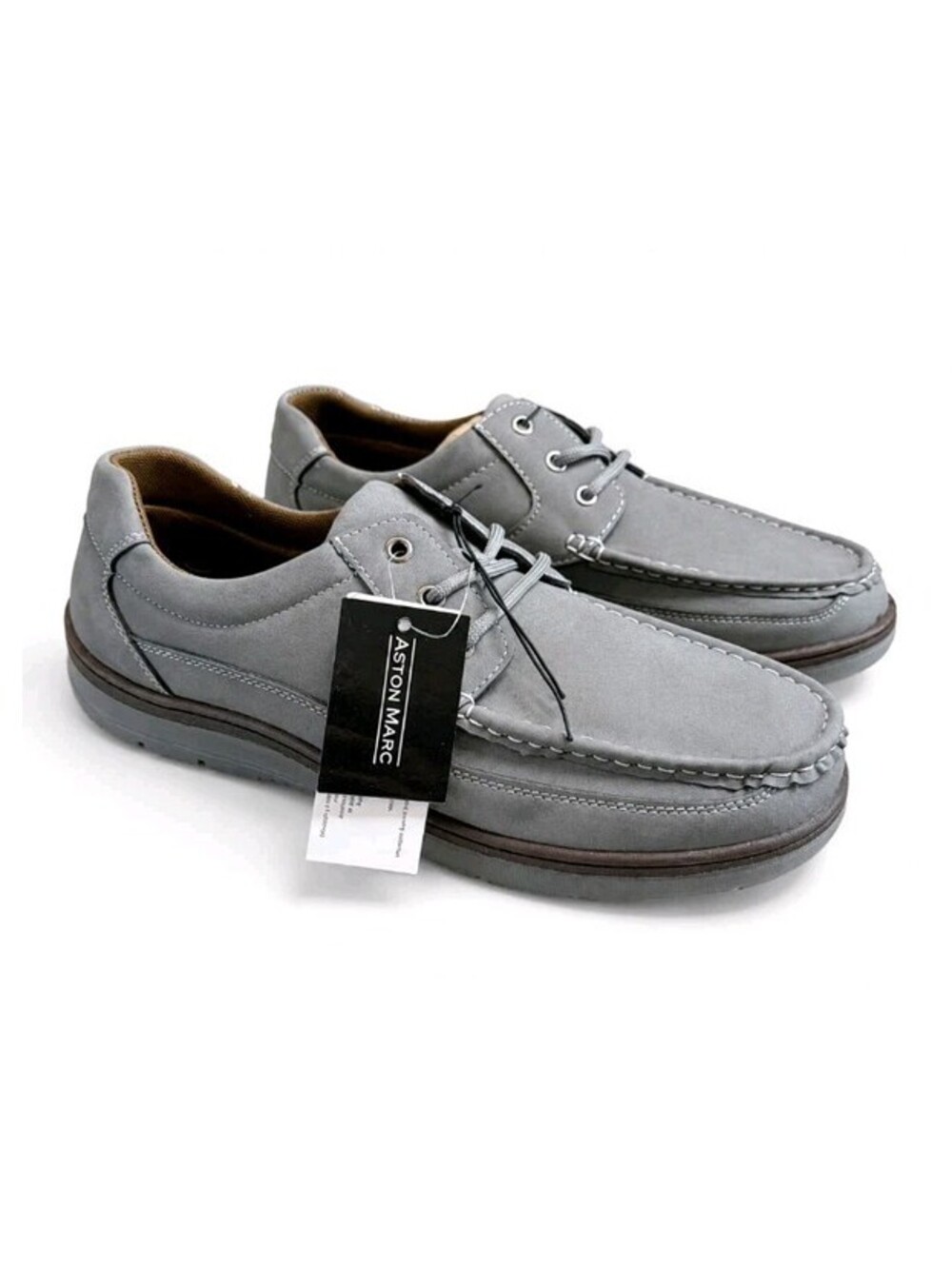 Aston Marc Newport Men’s Size 11 Grey Lace Up Moc Toe Shoes NEW